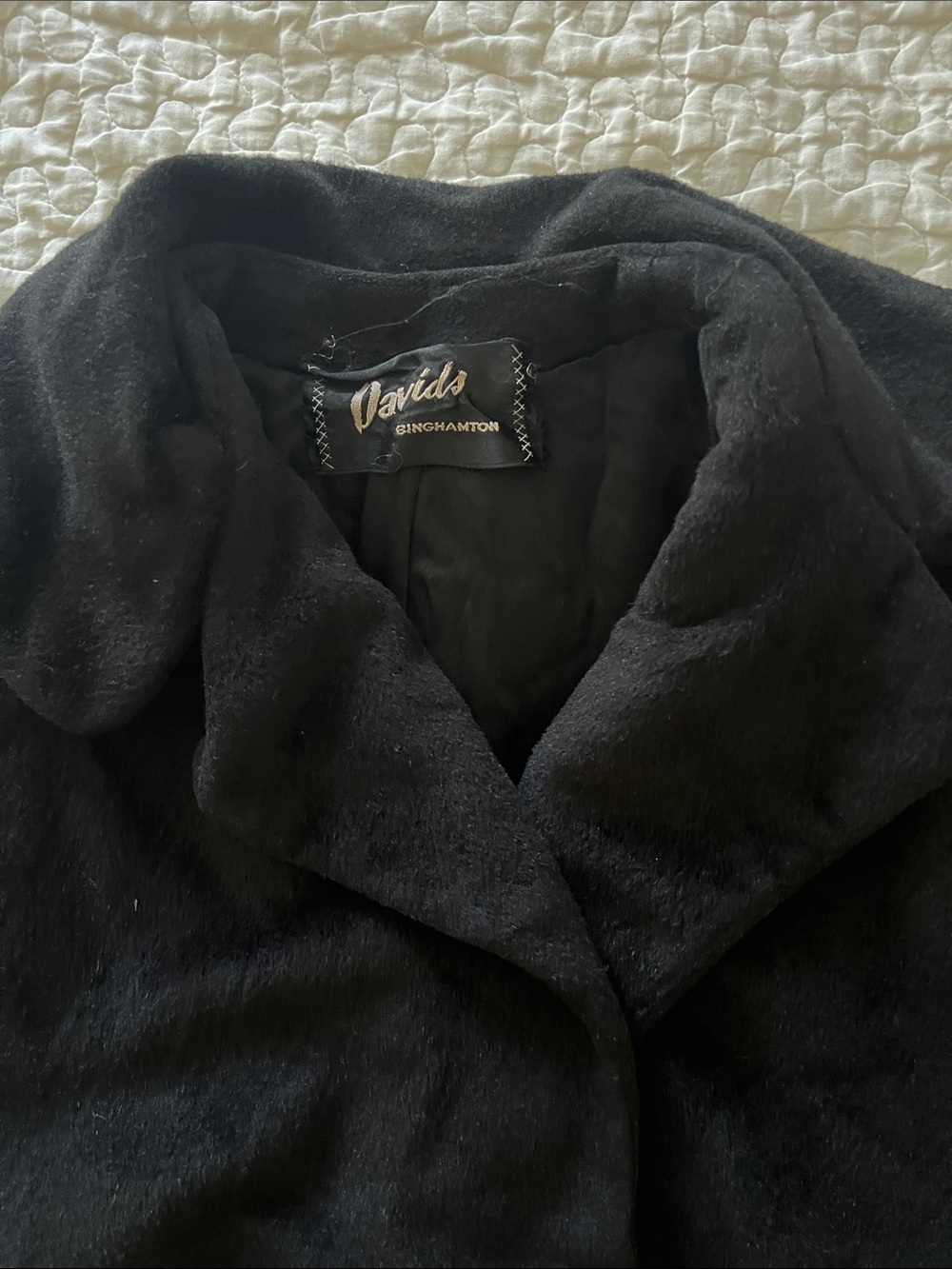 Adia Black Wool Blend Pea Coat with Rounded Collar